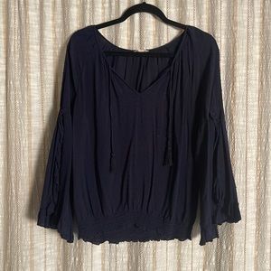 Navy Aeropostale Blouse with Flare Sleeves